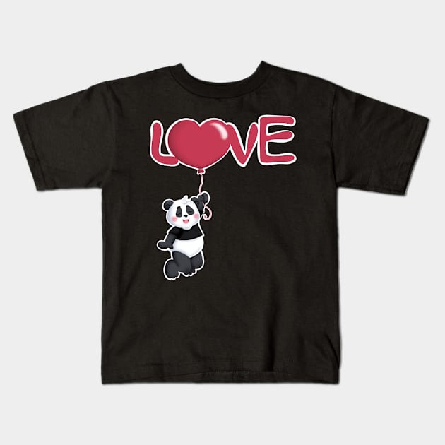 Cute Valentine Day Gift Panda Lover Kids T-Shirt by Band of The Pand